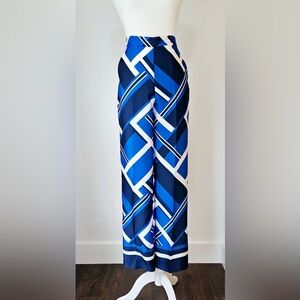 ZARA Size S Women's Blue And‎ White Colorblock Straight Leg Pants